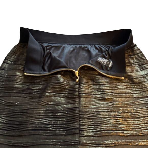 Alfani Pencil Skirt Womens 14 Black Gold foil Shimmer Textured Knee Length - Picture 10 of 10